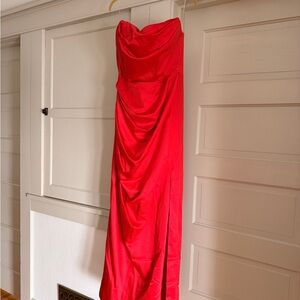House of CB Adrienne L+ Red Strapless Gown